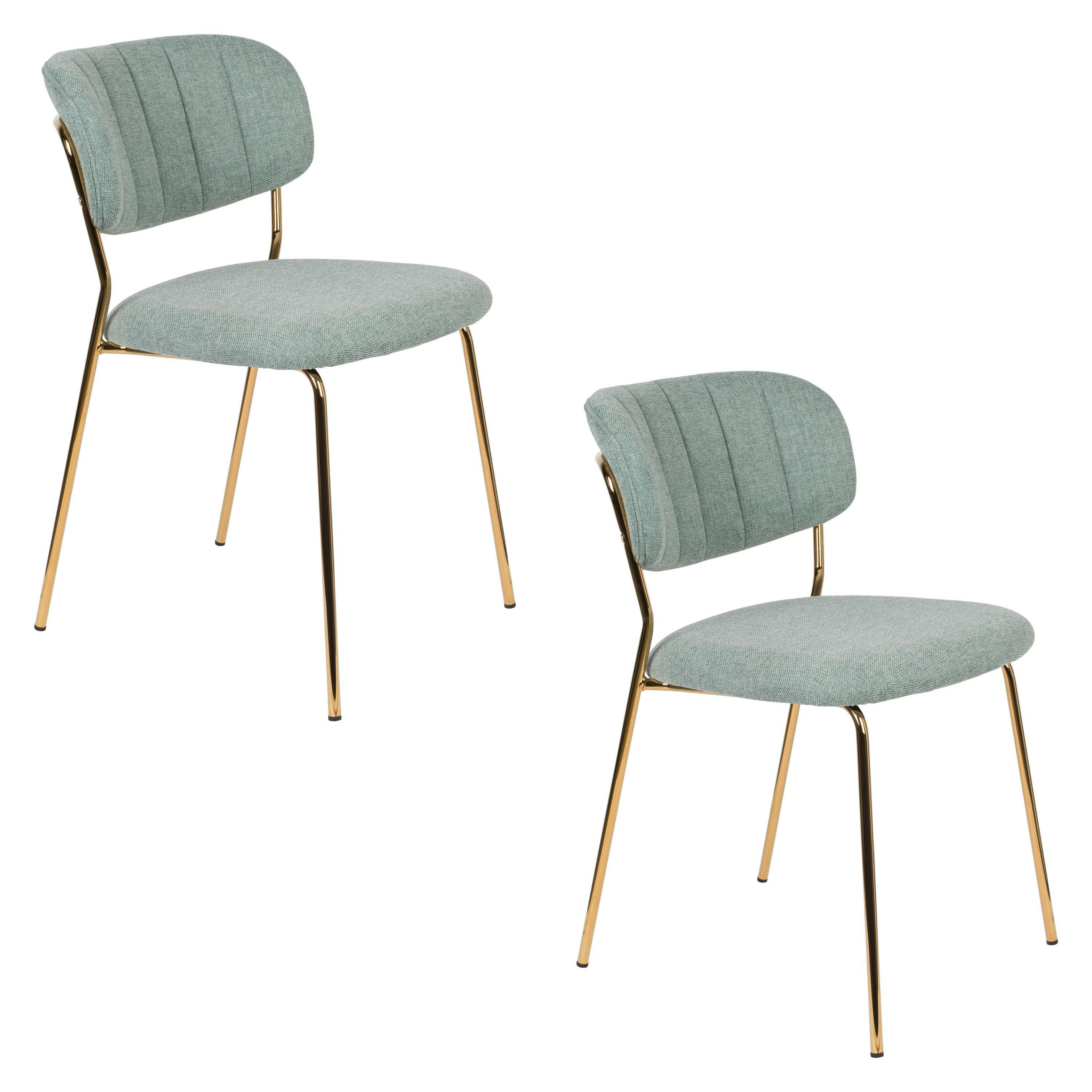 ESSZIMMERSTUHL Jolien Gold/ Hellgrün - 2 er Set - Mintgrün, Textil (48/77/56cm) - Housecraft Living