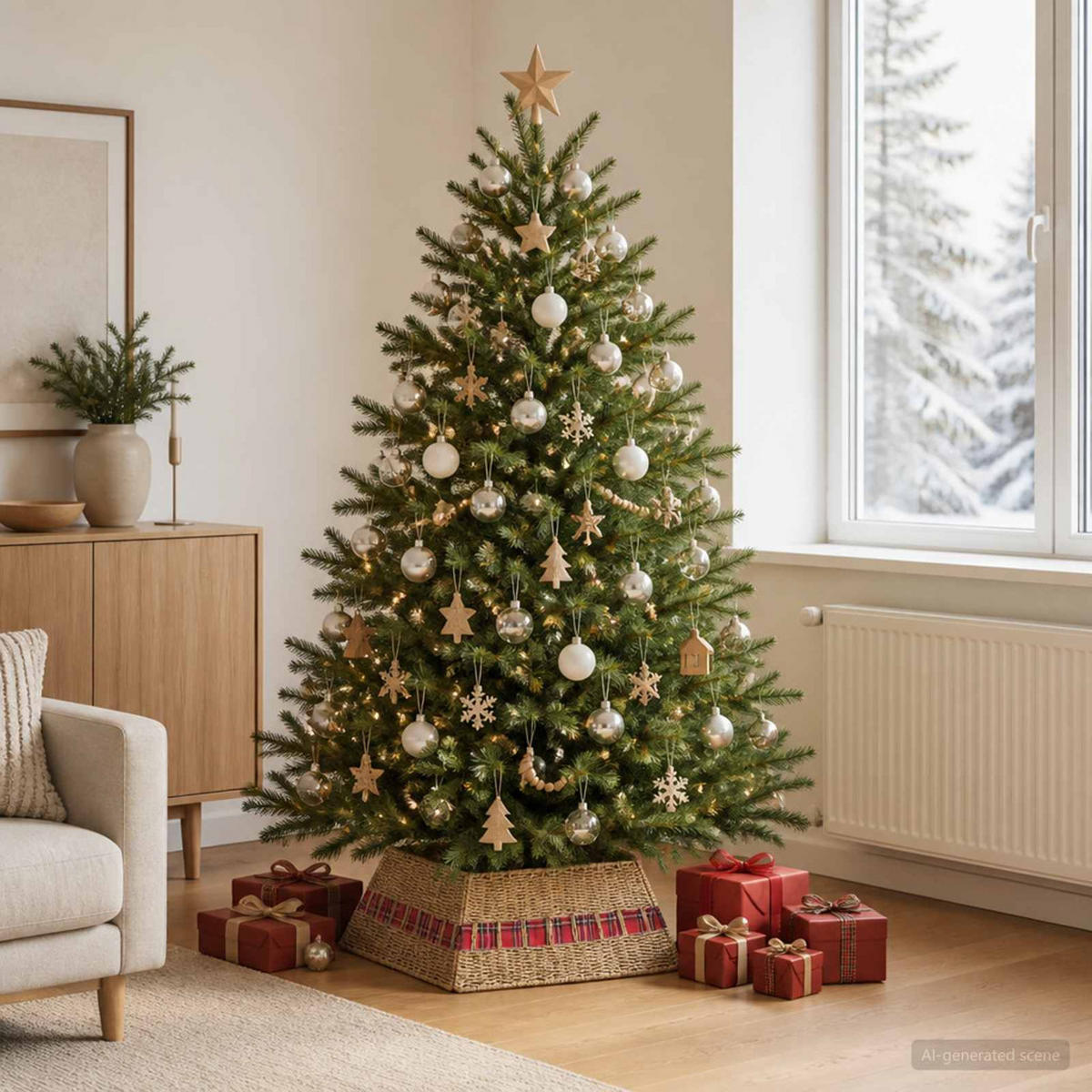 WEIHNACHTSBAUMKRAGEN 60/60/28 cm Braun Seegras - Braun, Naturmaterialien (60/28/60cm) - vidaXL