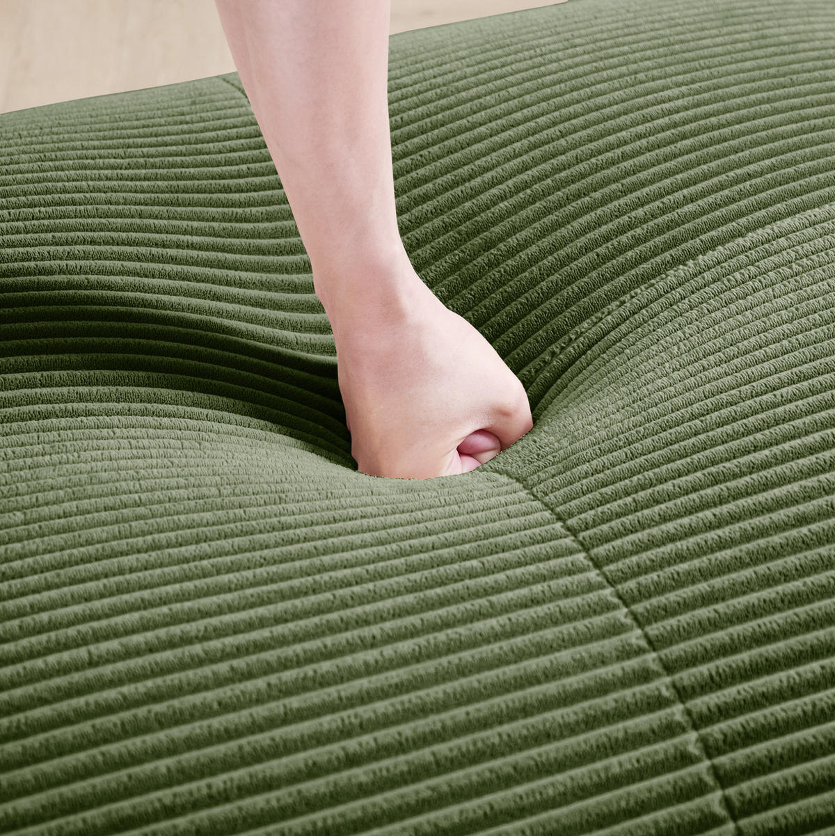 ECKSOFA modular rahmenlos Cord Green - Grün, Kunststoff (178/298.1cm) - Meubliv