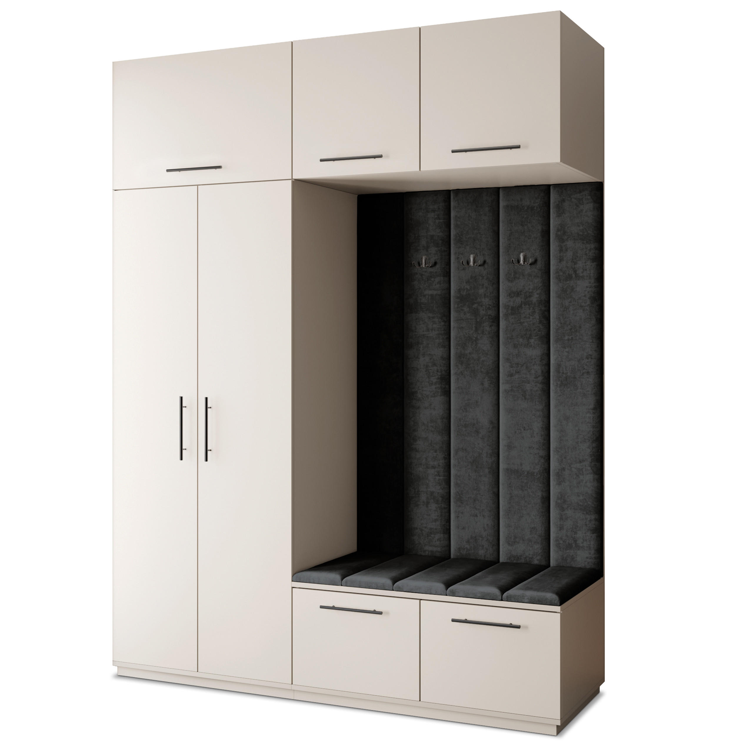 Masseno Garderobenschrank Kaschmir, Schwarz 180x240x60 cm