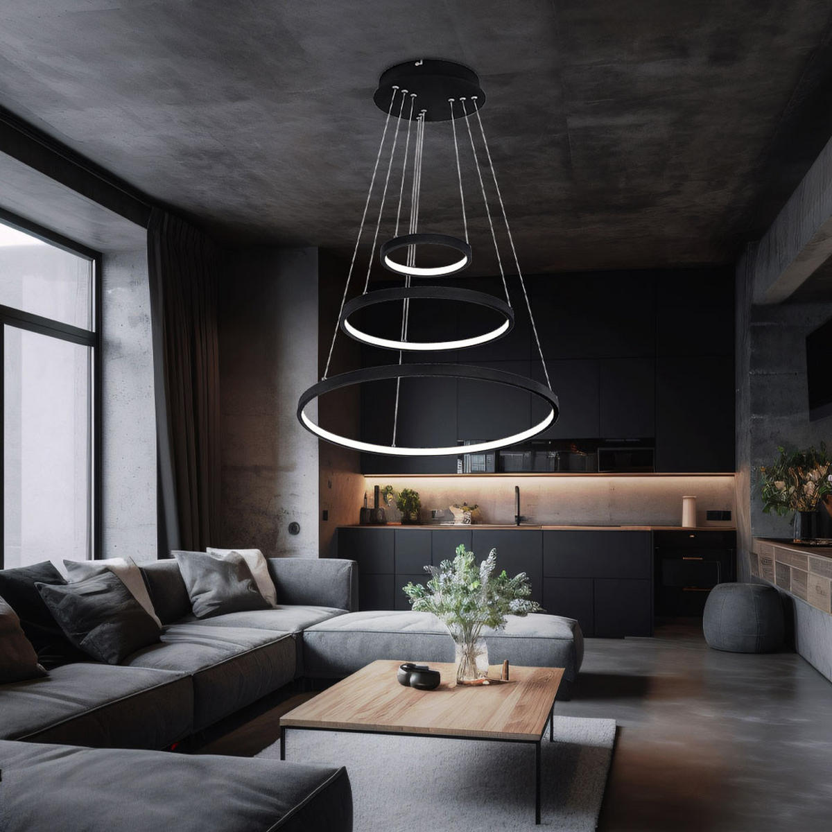 LED HÄNGELEUCHTE RALPH Metall Schwarz - Schwarz, Metall (51/51/120cm) - Globo Lighting