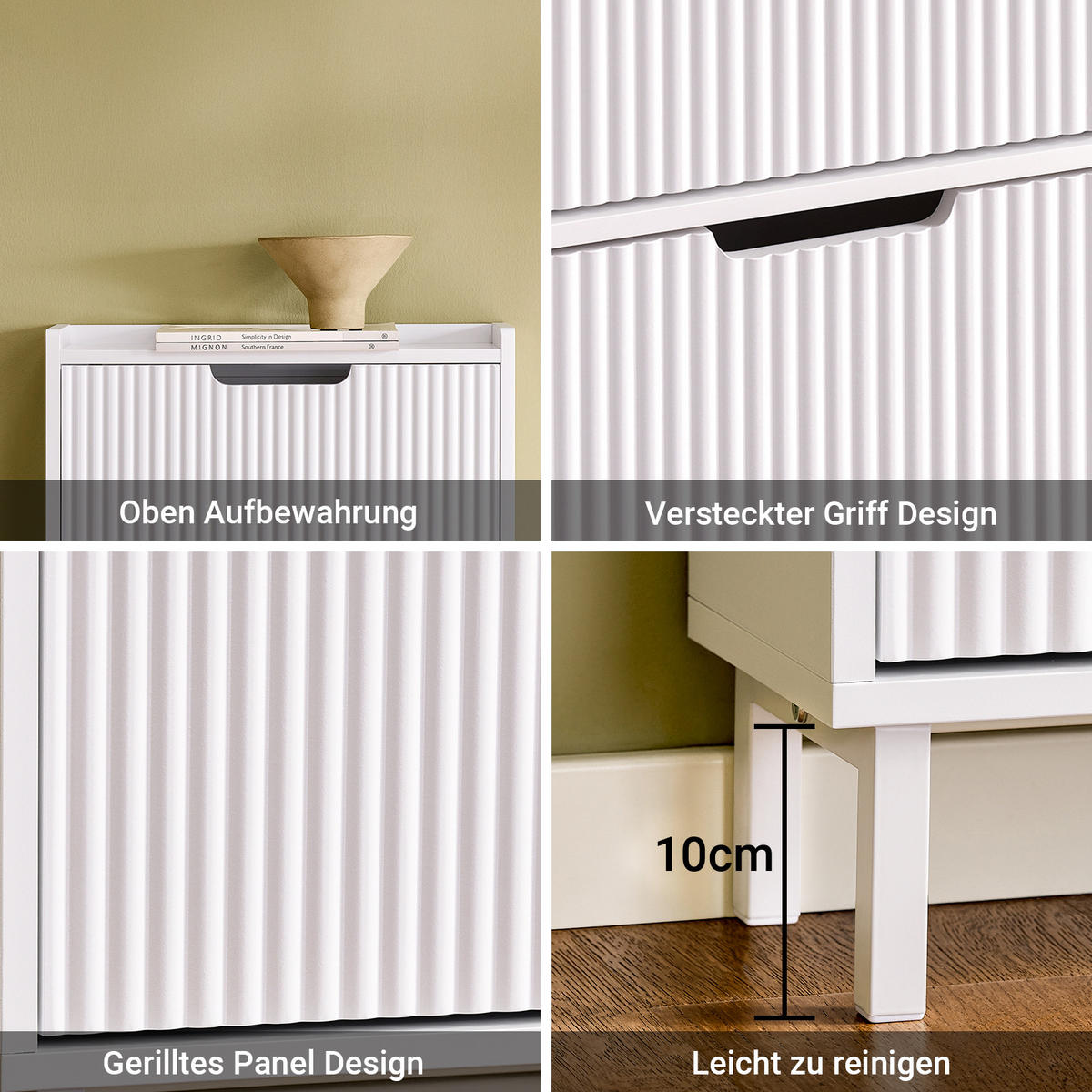 SCHUHSCHRANK Weiß - Weiß, Holzwerkstoff/Metall (50/130/19cm) - SoBuy