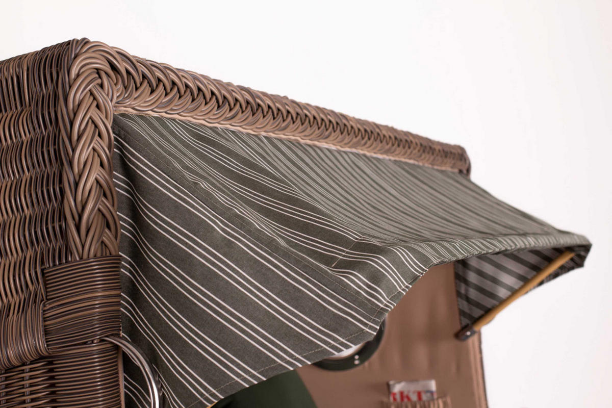 STRANDKORB XXL Düne Grande Teak PE Grey - Braun/Grün, Metall (170/170/95cm) - Mr. Deko