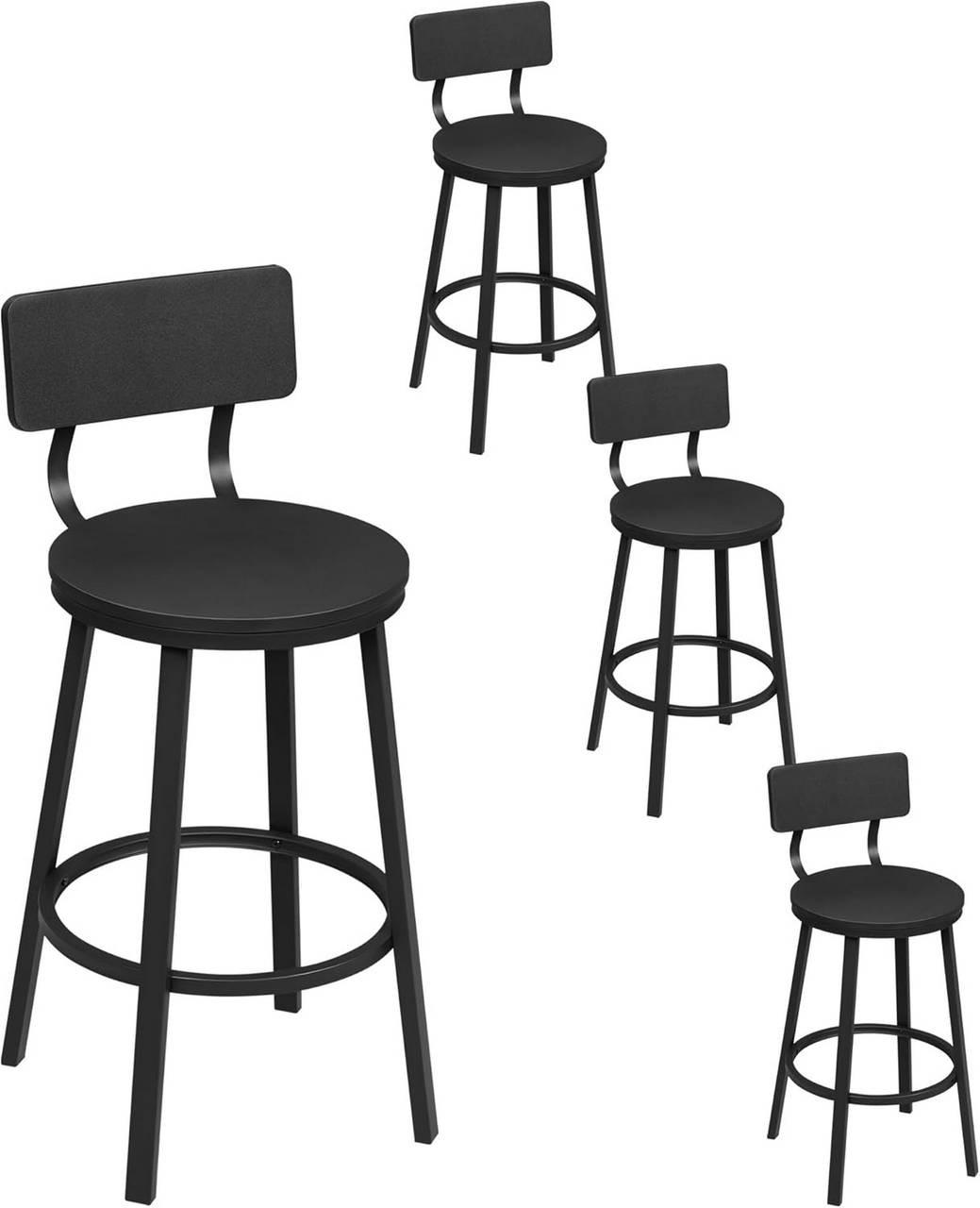 BARHOCKER 4er Set, Metallgestel, Schwarz - Schwarz, Holzwerkstoff/Metall (51.5/89/51.5cm) - Woltu