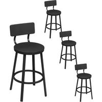 BARHOCKER 4er Set, Metallgestel, Schwarz - Schwarz, Holzwerkstoff/Metall (51.5/89/51.5cm) - Woltu