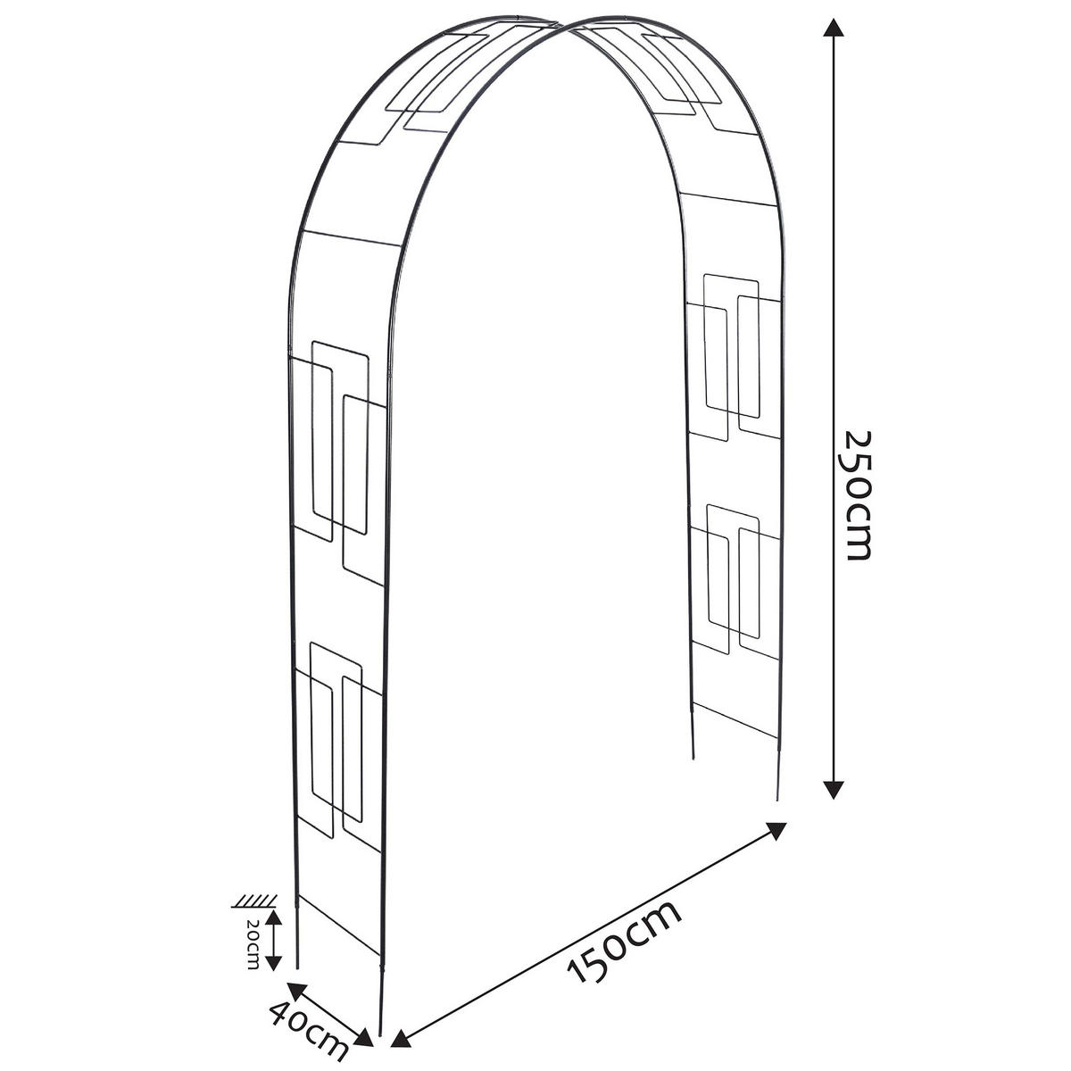 GARTENPERGOLA für Blumen 250 cm, schwarz - Schwarz, Metall (150/250cm) - KADAX