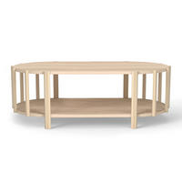 COUCHTISCH Ovaler Stauraum-Tisch 119 cm – Moderner Holzoptik-Couchtisch, Minimalistisches Design, MDF, Holzfarbe - Naturfarben, Holzwerkstoff (119/60/40cm) - Ej. Life