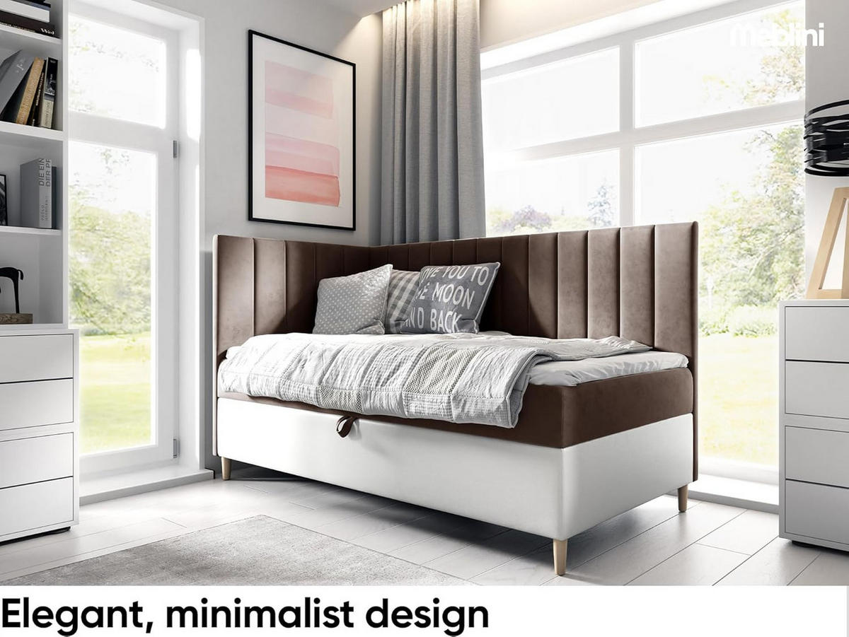 KINDERBETT MAYA 3 - Braun/Weiß, Holzwerkstoff (86/208cm) - Meblini