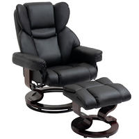RELAXSESSEL mit Hocker 80/79/100 cm in Schwarz, drehbar mit Liegefunktion - Schwarz, Metall (79/100/80cm) - Flora Grace