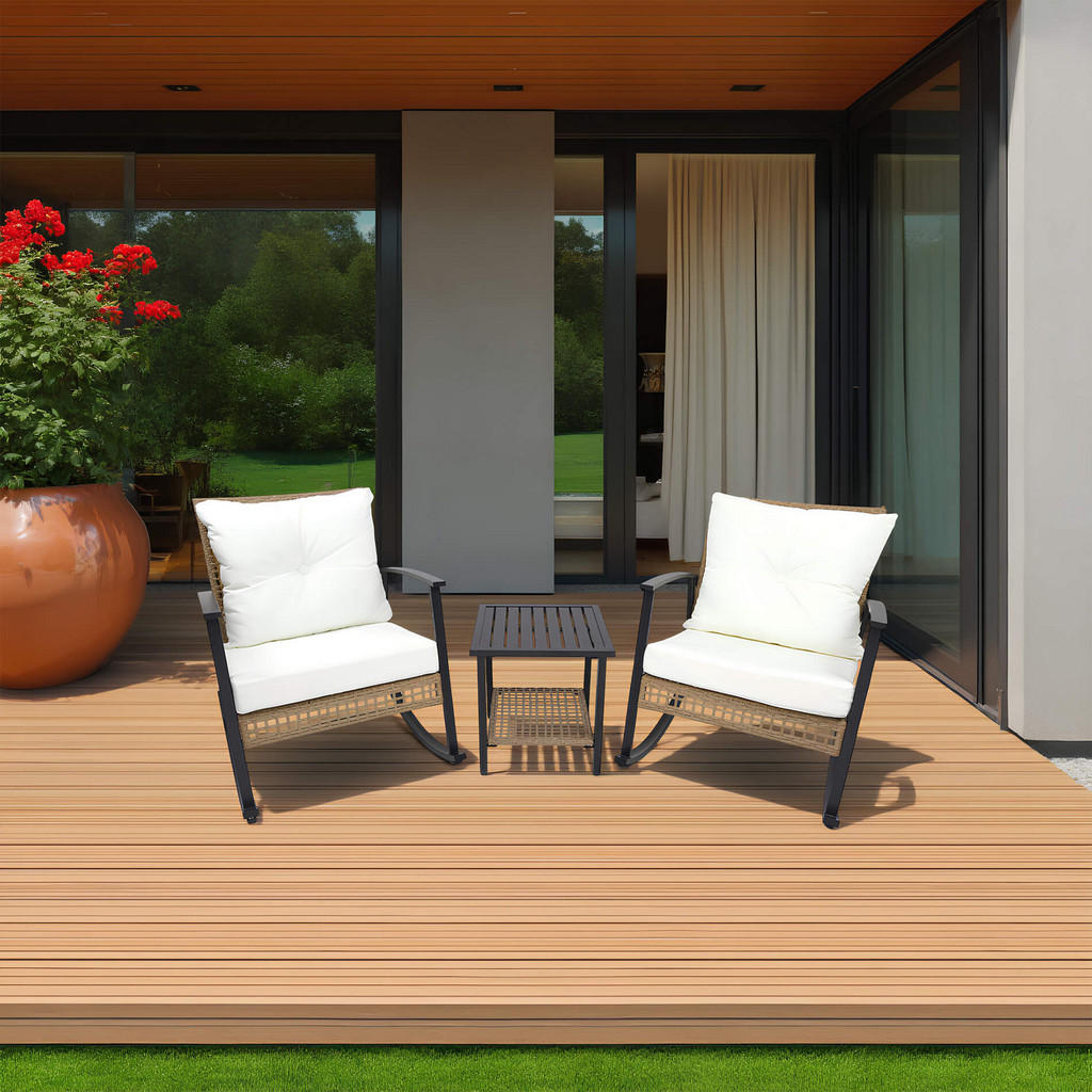Thumbnail - Mobili Rebecca Balkonset, Weiß, Braun, Schwarz, Metall, Gartenmöbel, Gartenmöbel-Sets