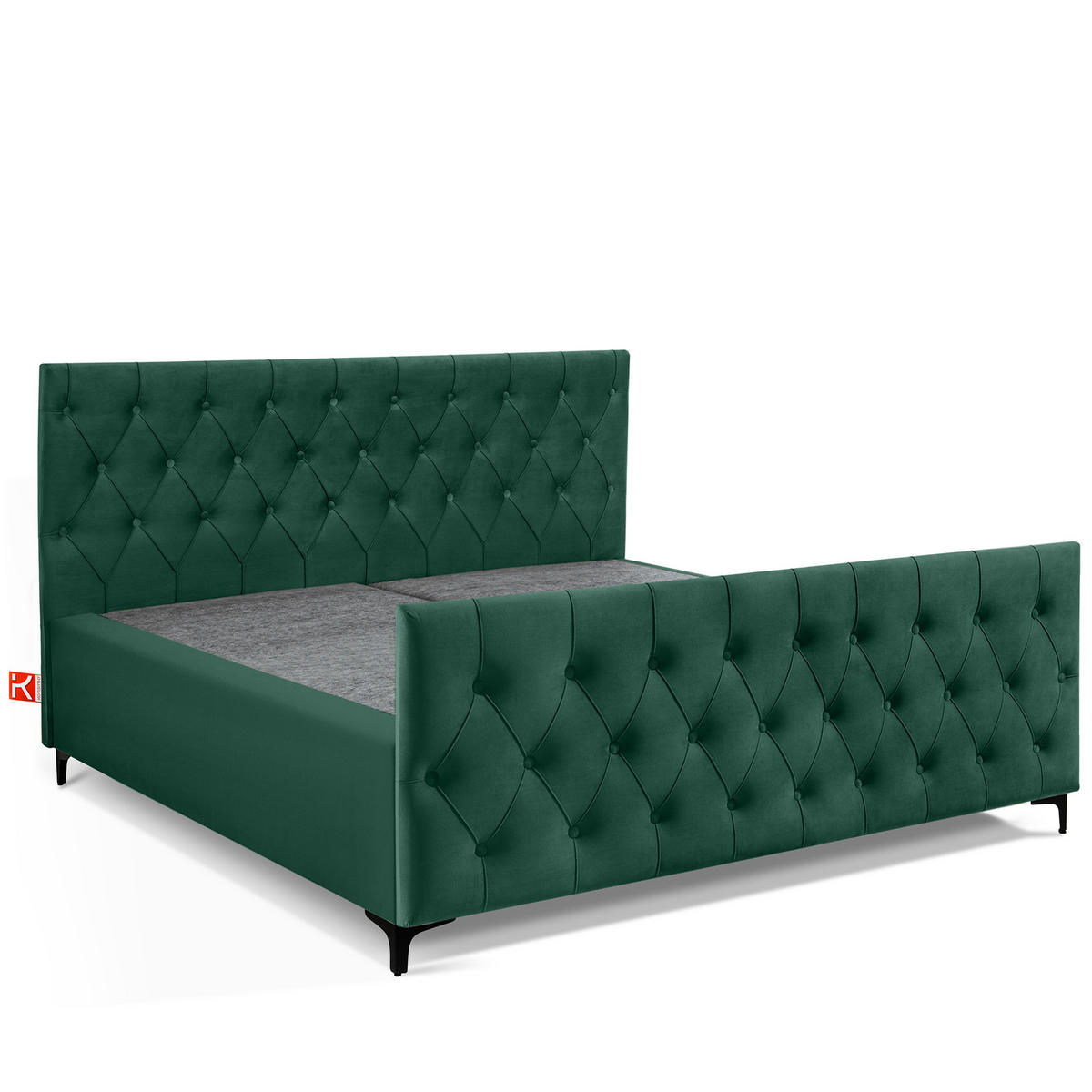 POLSTERBETT ARDEA, Dunkelgrün - Dunkelgrün/Schwarz, Holz/Holzwerkstoff (180/200cm) - KONSIMO®