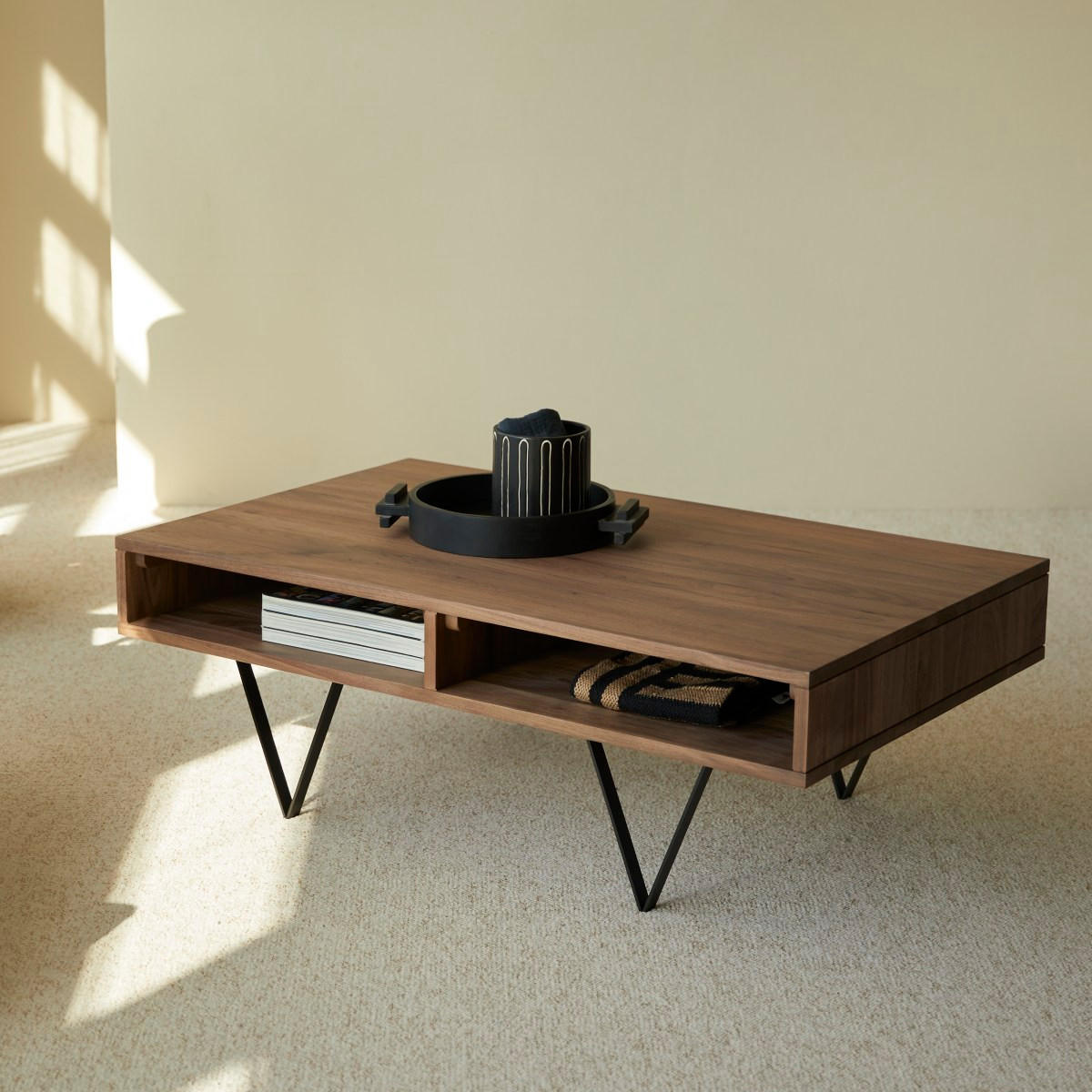 COUCHTISCH Metric Dunkelbraun aus Walnuss - Dunkelbraun, Holz (70/115/40cm) - Tikamoon