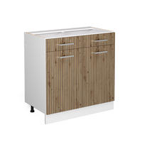 KÜCHENUNTERSCHRANK R-Line Artisan-Eiche 80 cm ohne AP - Weiß/Eiche Artisan, Holzwerkstoff (80/81.6/46cm) - Vicco