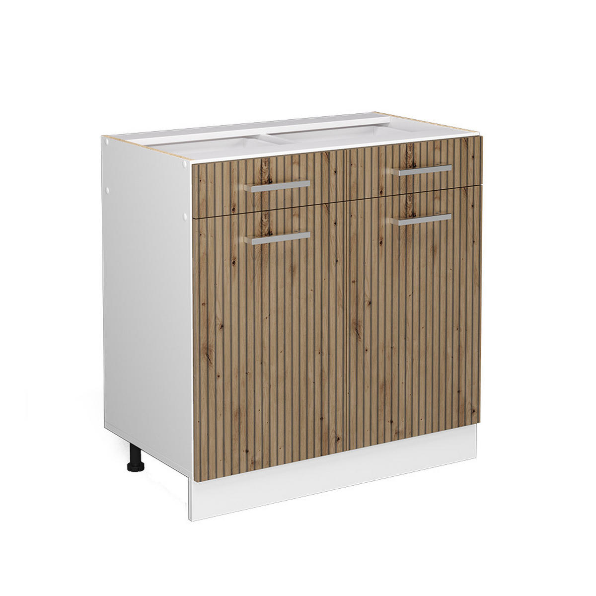 KÜCHENUNTERSCHRANK R-Line Artisan-Eiche 80 cm ohne AP - Weiß/Eiche Artisan, Holzwerkstoff (80/81.6/46cm) - Vicco