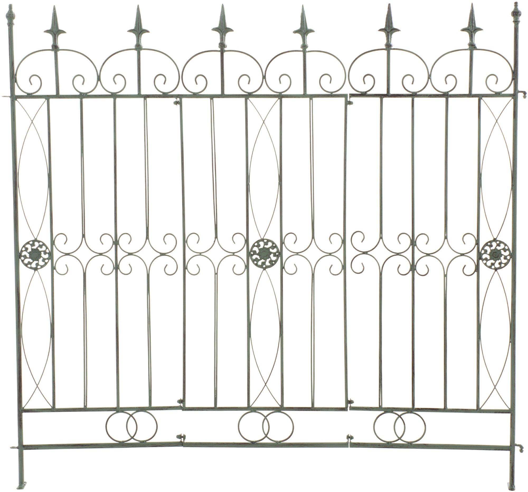 GARTENZAUN Metall antik-grün - Grün, Metall (124/116cm) - CLP