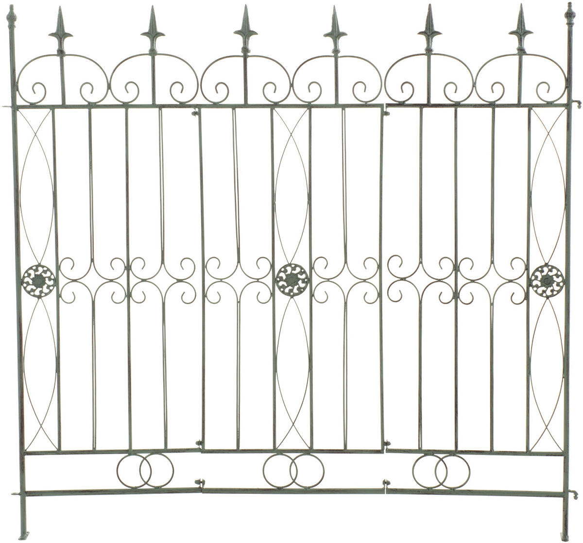 GARTENZAUN Metall antik-grün - Grün, Metall (124/116cm) - CLP