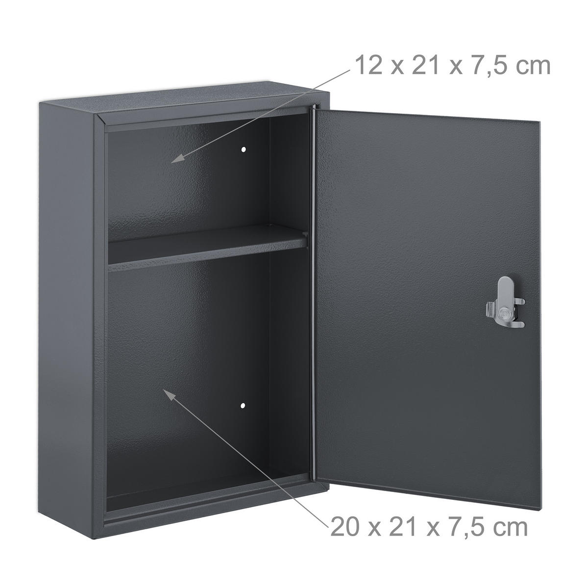 MEDIZINSCHRANK - Grau, Metall (21.5/32/9.5cm) - Relaxdays