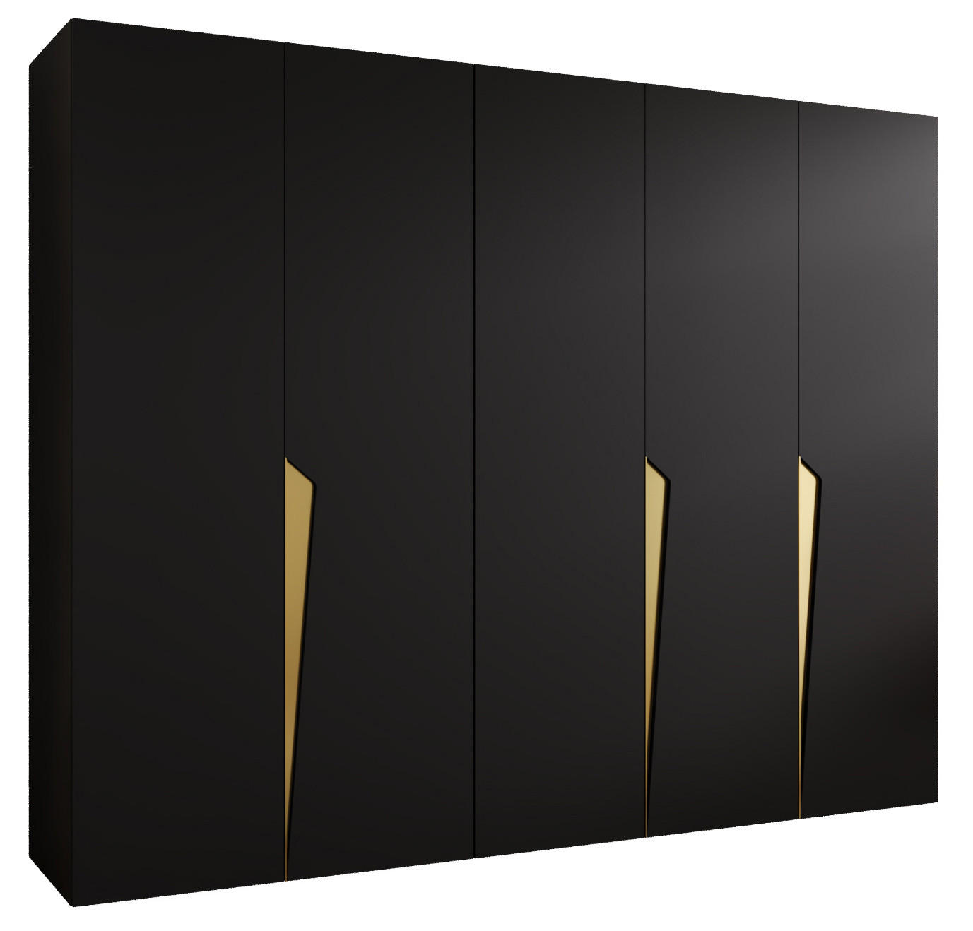 DREHTÜRENSCHRANK 202/250/52 5-türig - Goldfarben/Schwarz, Holz/Metall (250/202/52cm) - Abiks Möbel