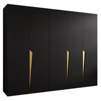 DREHTÜRENSCHRANK 202/250/52 5-türig - Goldfarben/Schwarz, Holz/Metall (250/202/52cm) - Abiks Möbel