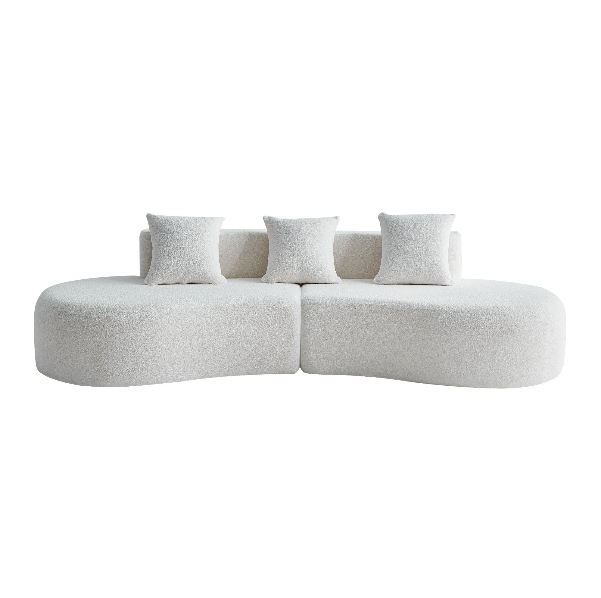 ECKSOFA 277/103/68 cm weiß aus Samtstoff, modularer 3-Sitzer - Weiß, Textil (103/277cm) - OKWISH