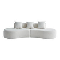 ECKSOFA 277/103/68 cm weiß aus Samtstoff, modularer 3-Sitzer - Weiß, Textil (103/277cm) - OKWISH