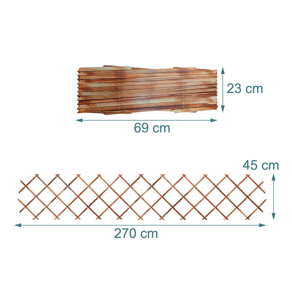 3XMŘÍŽ - hnědá, dřevo (45/270/1.5cm) - Relaxdays