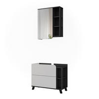 SÚPRAVA KÚPEĽŇOVÉHO NÁBYTKU Karen, biely/antracitová, 2 časti - biela/antracitová, kompozitné drevo (80/65/35cm) - Vicco