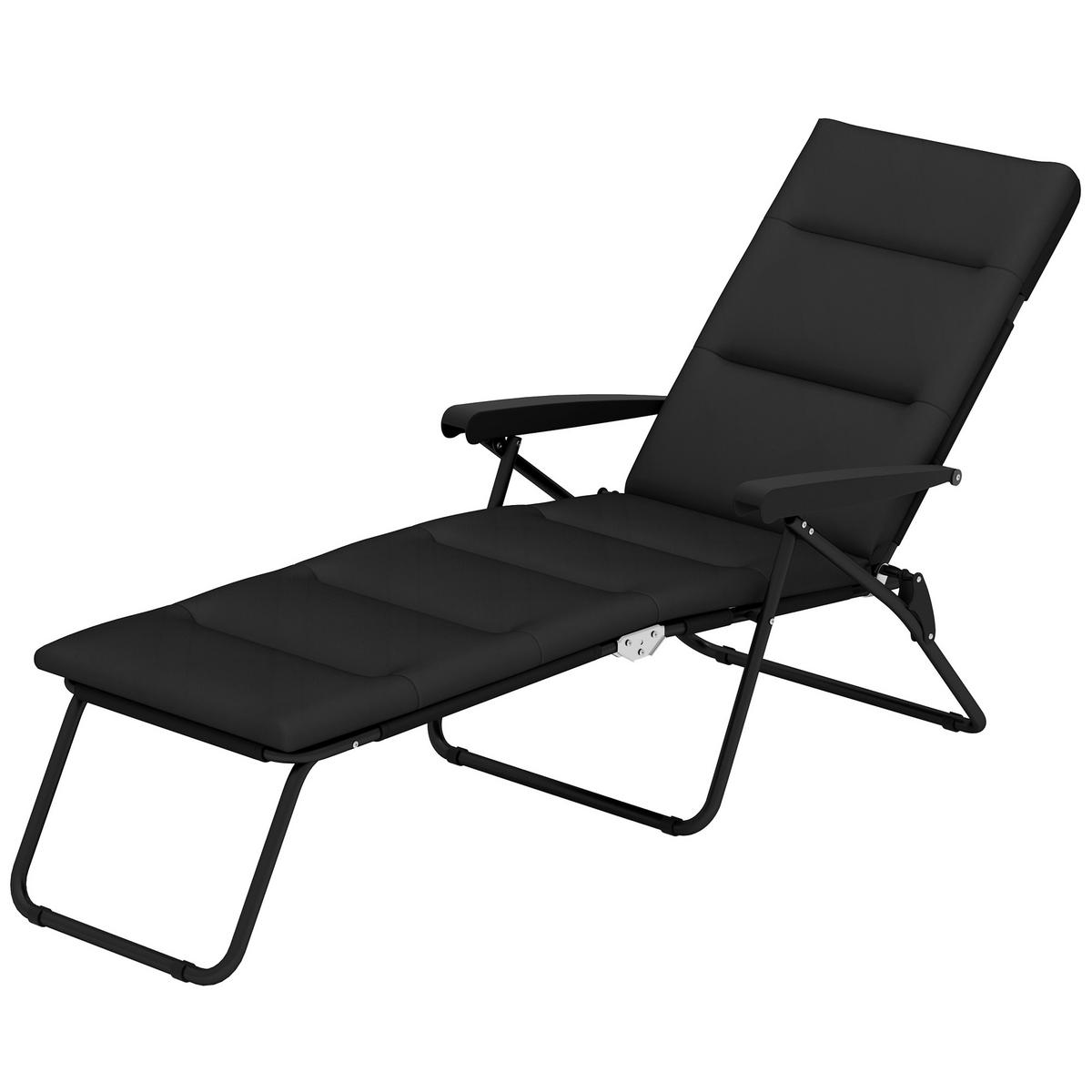 SONNENLIEGE DE-15654 153 cm, 6 Positionen, mit Matratze Schwarz - Schwarz, Metall (58.5/89/153cm) - ComfortXL