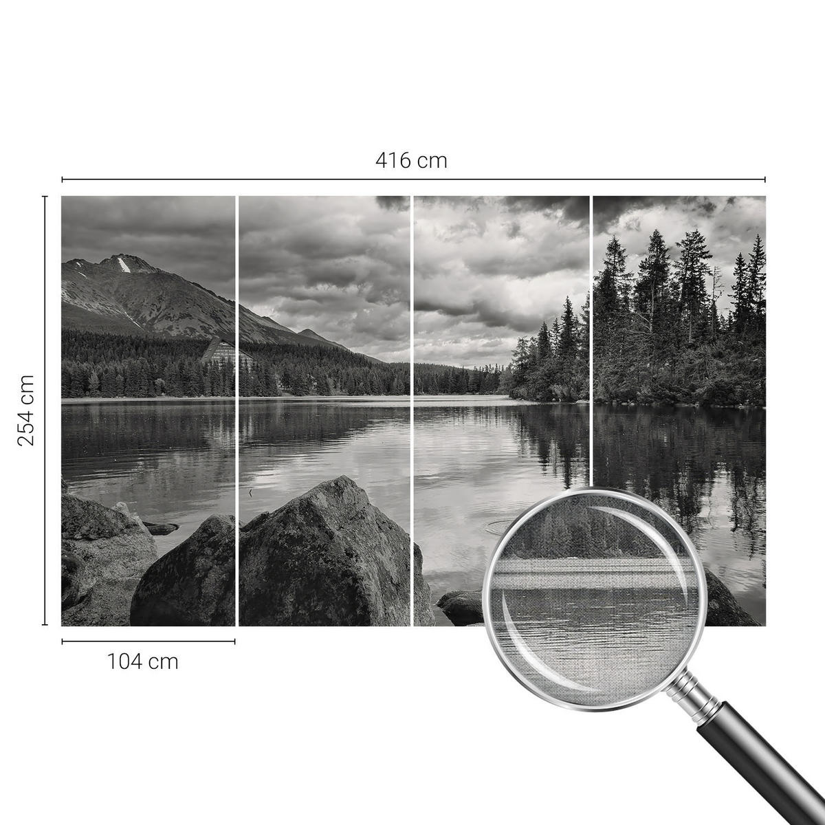 FOTOTAPETE 416x254 cm - Bergpanorama - Schwarz, Textil (416/254cm) - Wallfluent