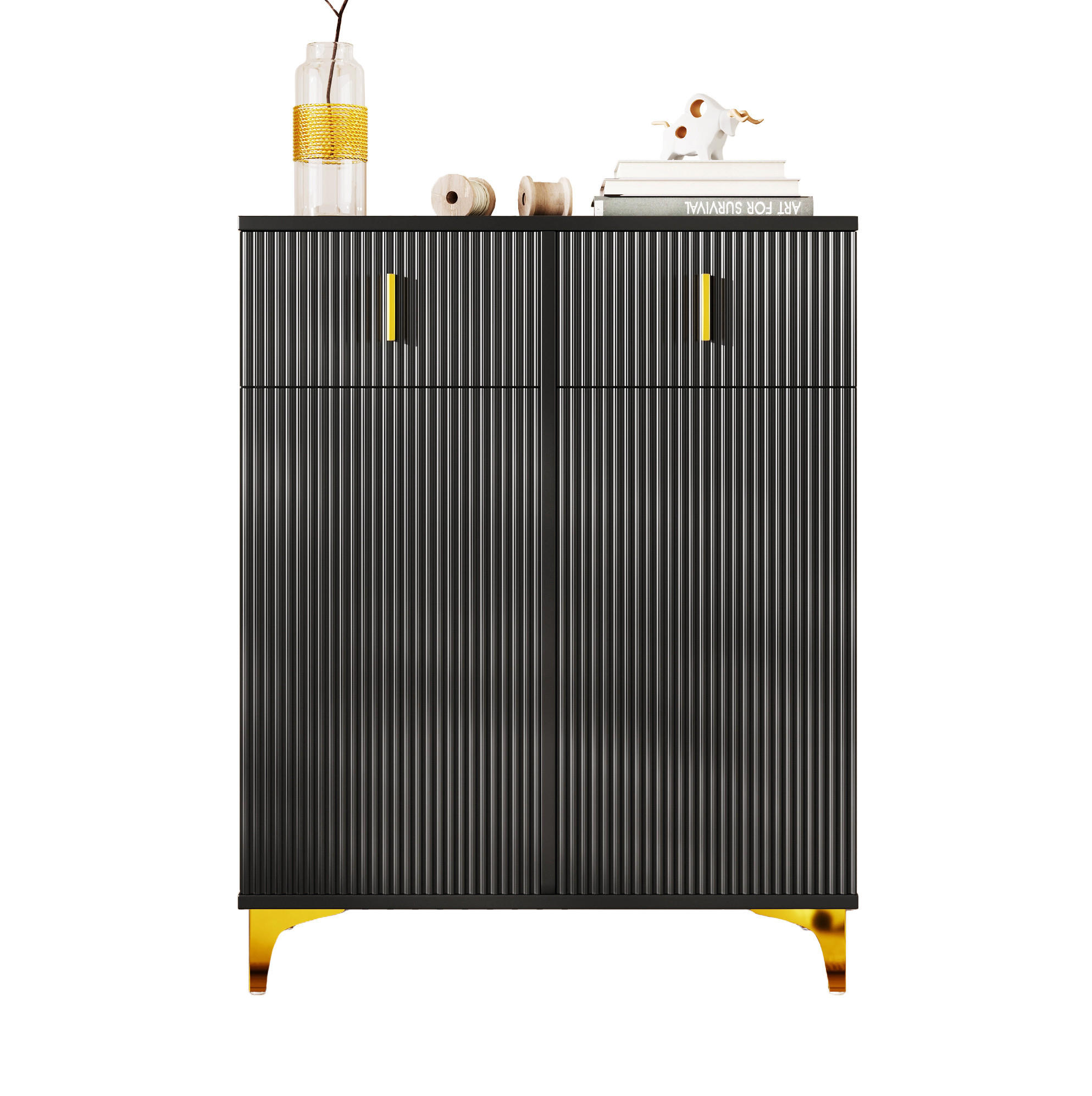 SIDEBOARD z dřevotřísky, 83/35/101 cm černá se 2 dvířky a 2 zásuvkami - černá, kompozitní dřevo (83/101/35cm) - Modenvie