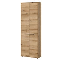 HOCHSCHRANK Evoke Eiche 64 cm, Badschrank mit Soft-Close - Eichefarben/Schwarz, Holzwerkstoff/Kunststoff (64/189/32cm) - Inn.Furn