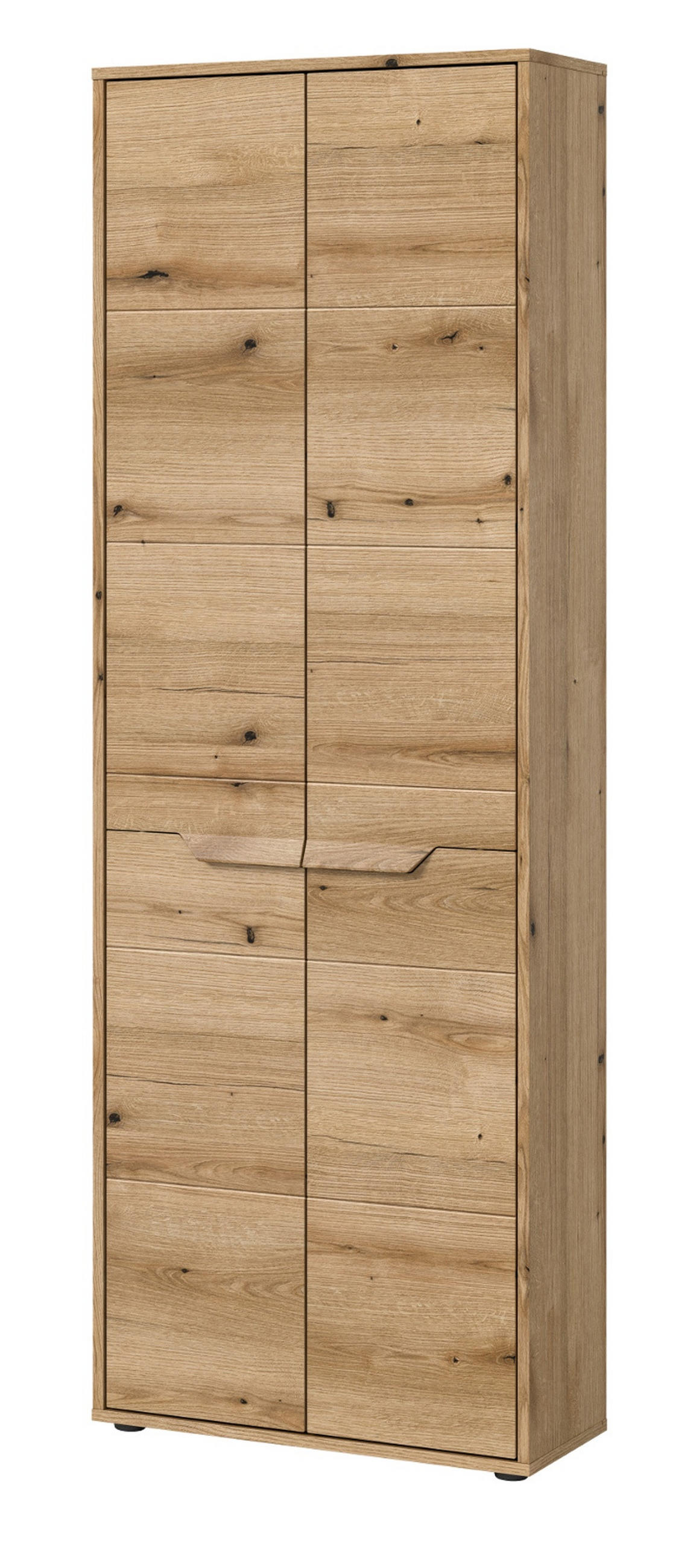 HOCHSCHRANK Evoke Eiche 64 cm, Badschrank mit Soft-Close - Eichefarben/Schwarz, Holzwerkstoff/Kunststoff (64/189/32cm) - Inn.Furn