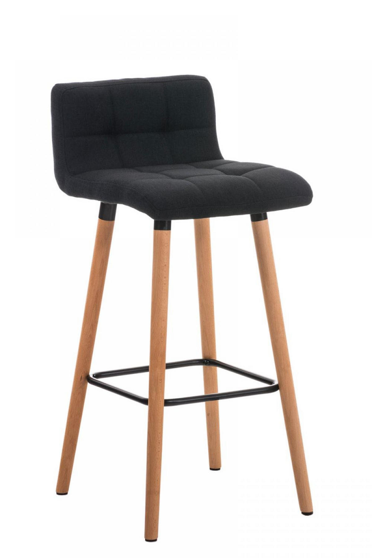 BARHOCKER 2er Set Stoff schwarz - Eukalyptusholzfarben/Schwarz, Holz/Textil (42/94/49cm) - CLP