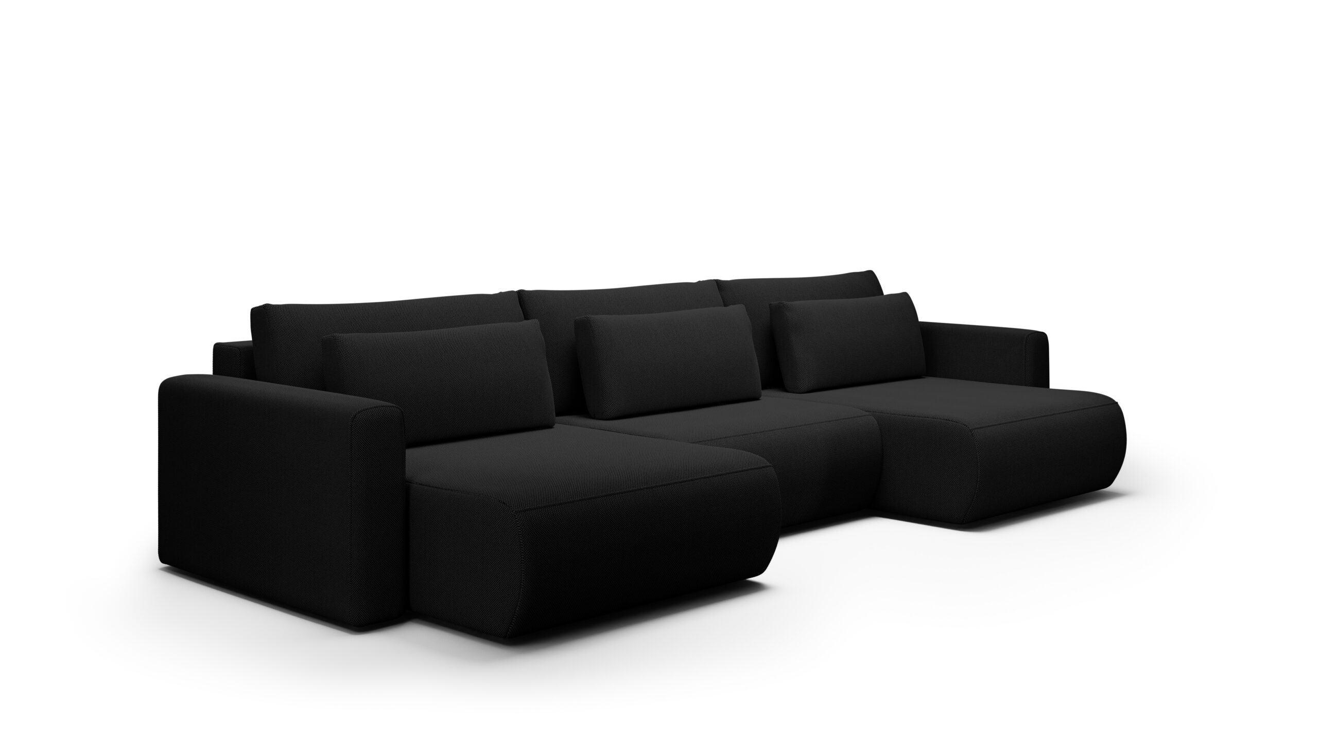 ECKSOFA mit Schlaffunktion U Schwarz - Schwarz, Textil (340/149cm) - Furnisell