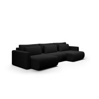 ECKSOFA mit Schlaffunktion U Schwarz - Schwarz, Textil (340/149cm) - Furnisell