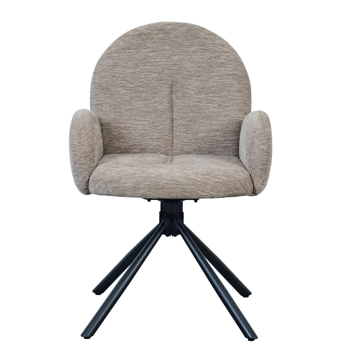 2ER-SET Drehbare Esszimmerstühle mit Armlehnen Taupe - Schwarz, Metall (36/86.5/53.5cm) - Meubliv