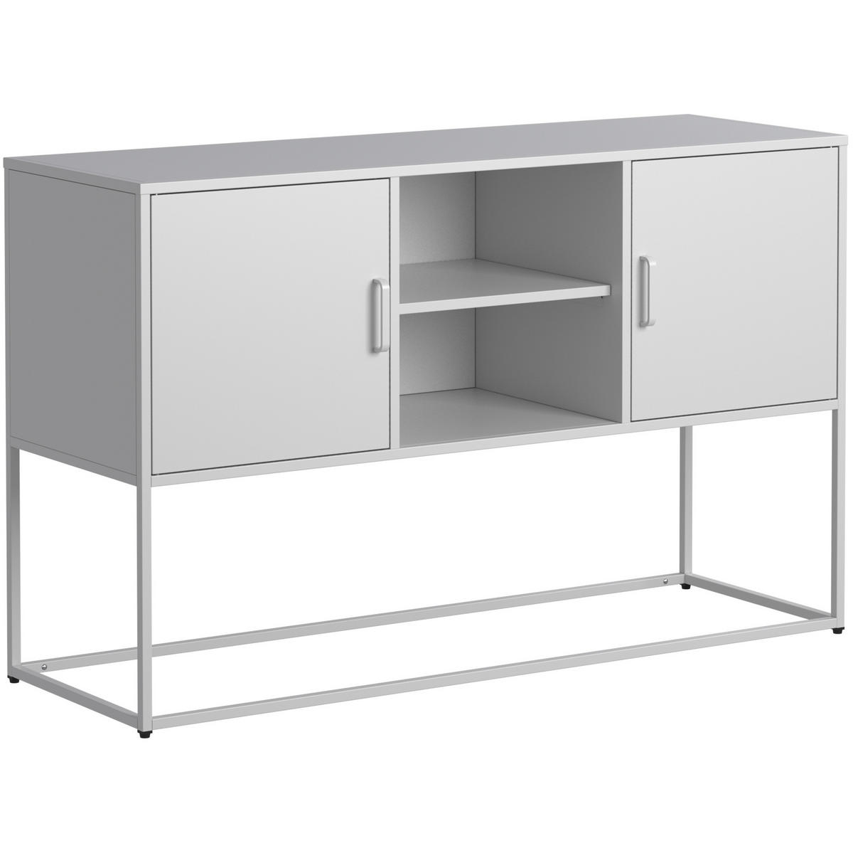 SIDEBOARD aus Metall 40x120x75 cm Weiß mit 6 Fächern, höhenverstellbaren Füßen und Kippschutz - Weiß, Metall (120/75/40cm) - Modfu