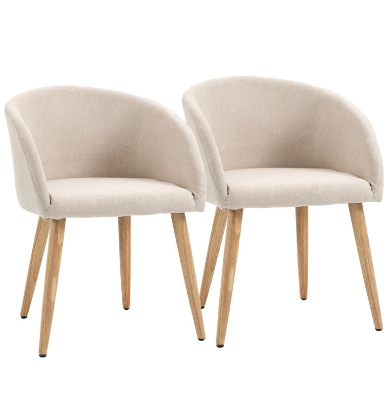 ESSSTUHL 2er-Set mit Polsterung 55 x 56 x 74 cm Beige - Beige, Metall (55/74/56cm) - Meubliv