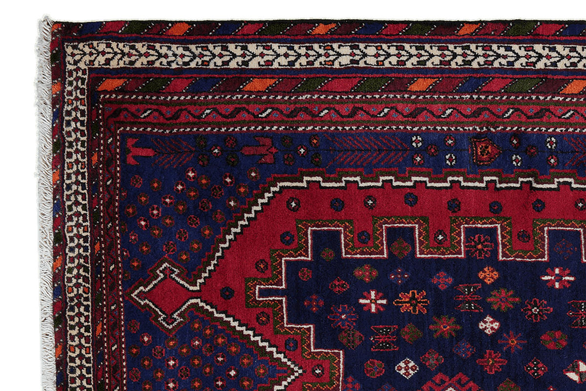 ORIENTTEPPICH handgeknüpft Afshar Rot, Blau 225/160 cm Schurwolle - Blau/Rot, Textil (160/225cm) - Looma