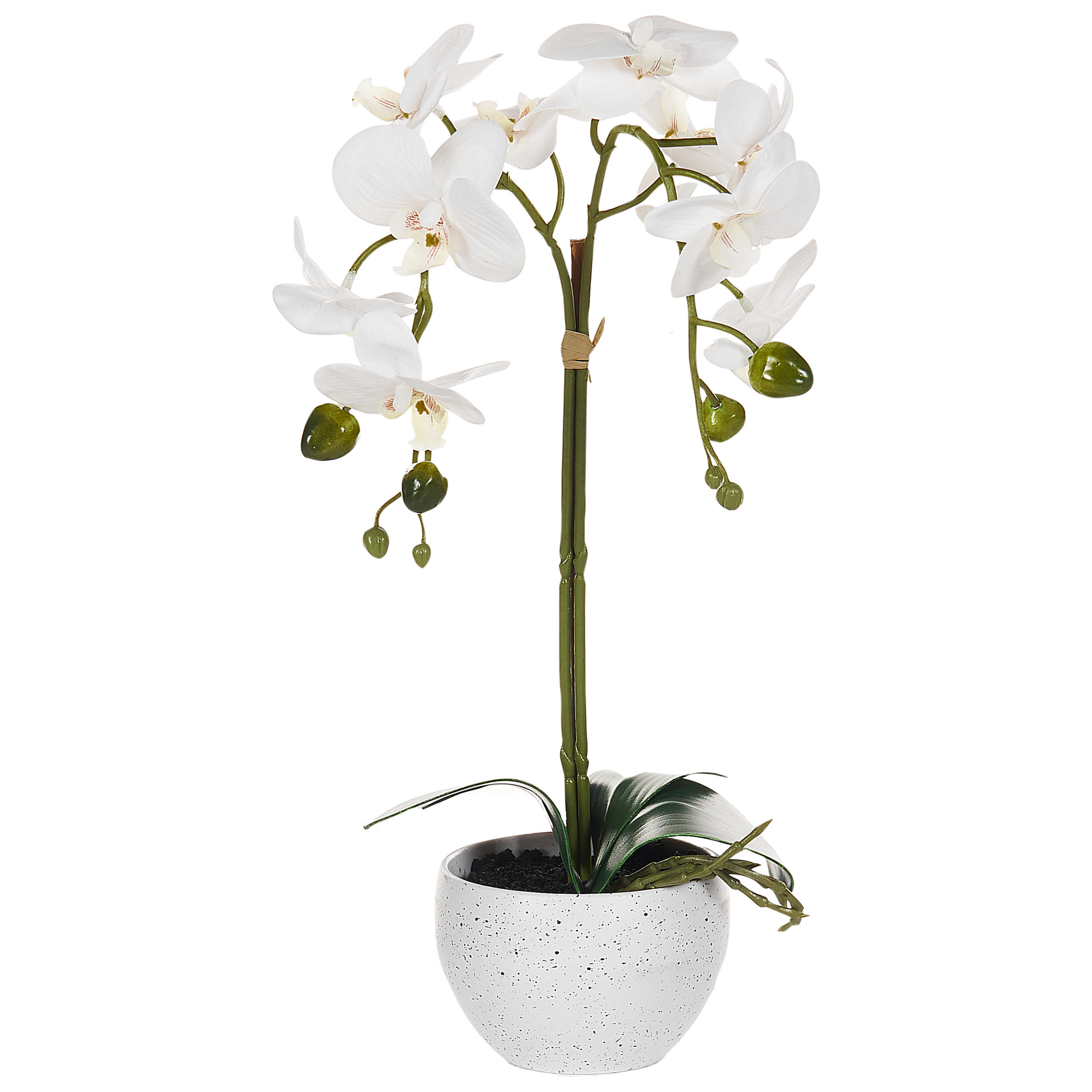 KUNSTPFLANZE im Blumentopf 42 cm Grün/Weiß Orchid - Weiß/Grün, Kunststoff (42cm) - Beliani