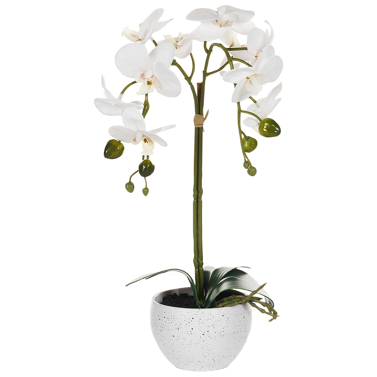 KUNSTPFLANZE im Blumentopf 42 cm Grün/Weiß Orchid - Weiß/Grün, Kunststoff (42cm) - Beliani