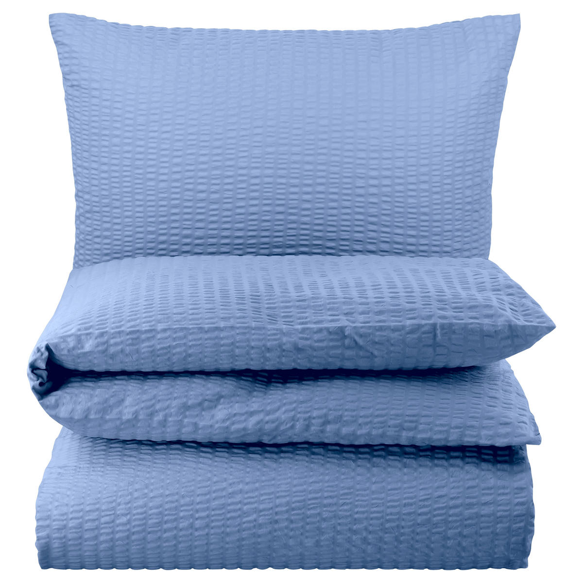 SEERSUCKER-BETTWÄSCHE 155x220 Uni Sommer Bettbezug Bügelfrei aus 100% Baumwolle, Bettbezüge einfarbig Hellblau - Hellblau, Textil (155/220cm) - Carpe Sonno