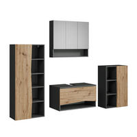 BADMÖBEL-SET Willow Artisan 4 Teile - Anthrazit/Hellgrau, Holzwerkstoff (80/42.8/43cm) - Vicco