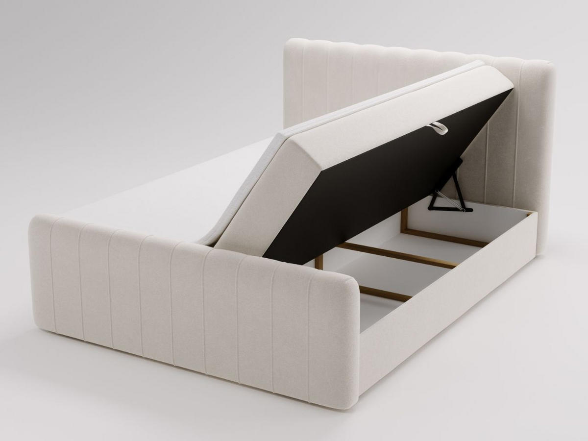 BOXBETT Osteno 160x200 Cremige - Creme, Holz/Textil (160/200cm) - Graingold