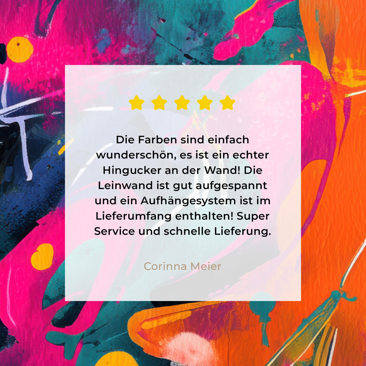 LEINWANDBILD Abstrakt - Graffiti - Farbenfroh - Farbspritzer Wandbild Wohnzimmer 50x50 cm - Multicolor, Textil (50/50cm) - MuchoWow