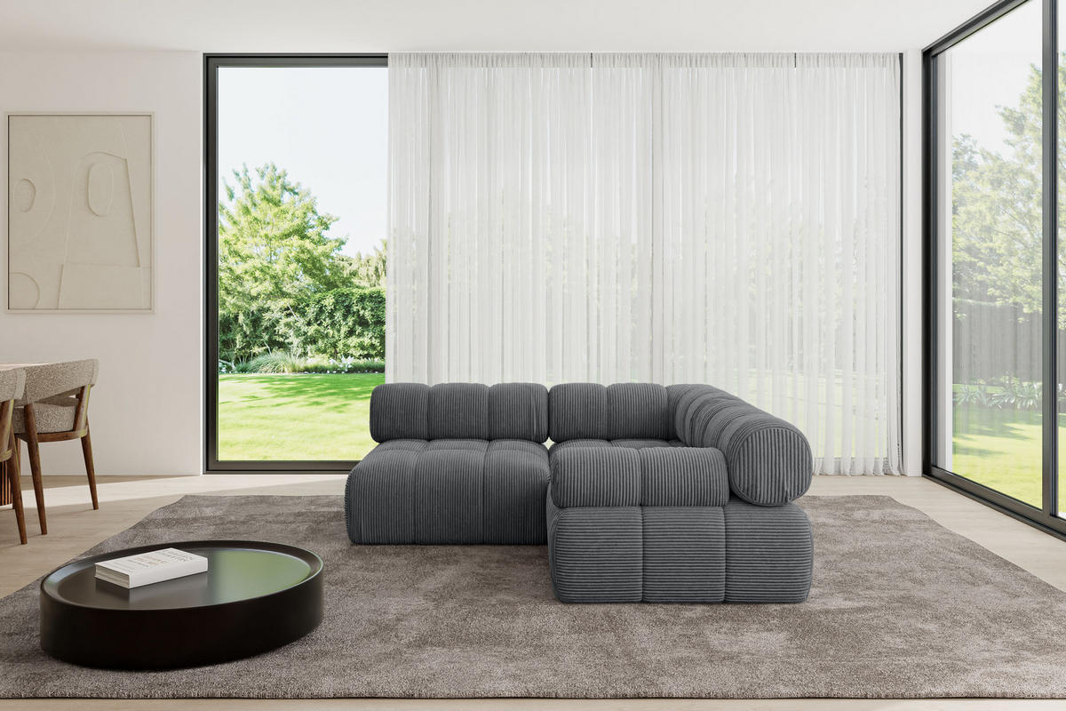 ECKSOFA modulares Sofa Mende-L1 - 190x190x70 cm Dunkelgrau Cord - Dunkelgrau, Holzwerkstoff/Textil (190/190cm) - ALTDECOR