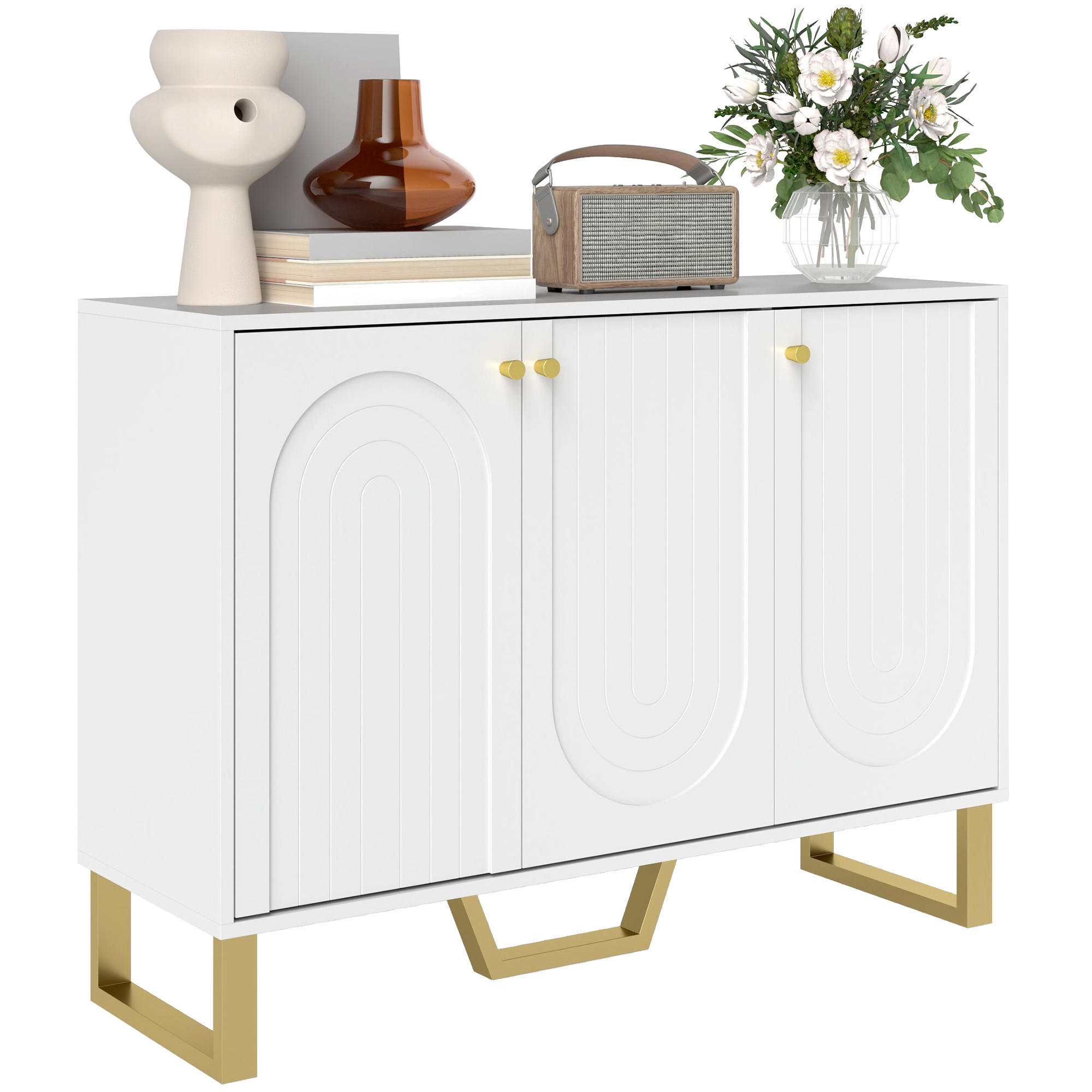 SIDEBOARD Weiß, 106,5/35/77,5 cm - Weiß, Holz (106.5/77.5/35cm) - PANGIVO