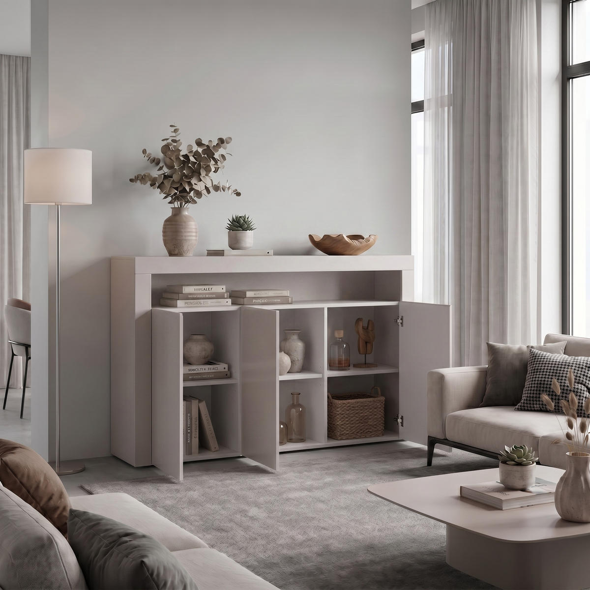 SIDEBOARD Valencia Cashmere / Cashmere - Kaschmir, Holzwerkstoff (155/92/40cm) - Vladon