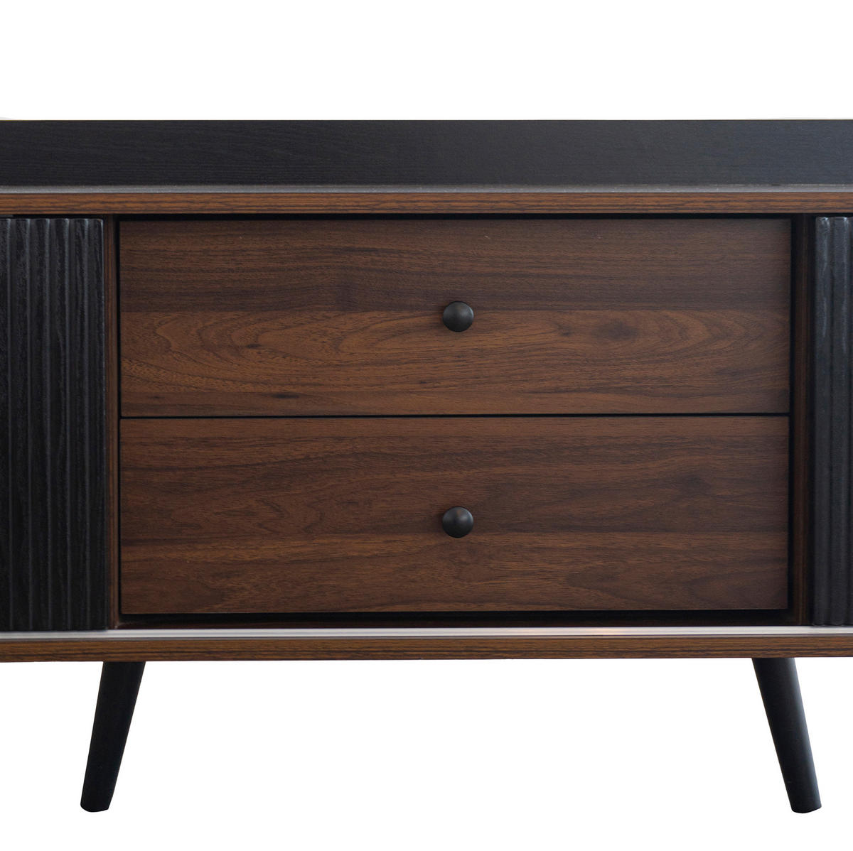 TV-LOWBOARD aus Spanplatte 160x40x58 cm Schwarz/Holzfarben mit Schiebetüren und Schubladen - Schwarz, Holzwerkstoff (160/58/40cm) - IVMEU