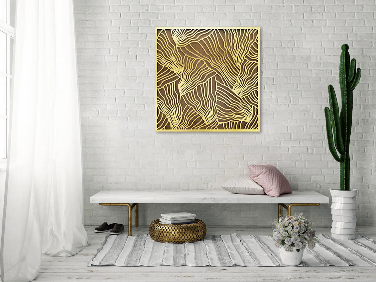 METALLBILD Gold 80/80 cm - Goldfarben, Metall (3/80cm) - KUNSTLOFT